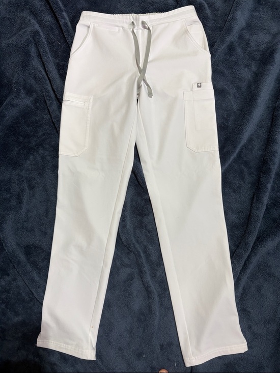Figs Pants - Figs High Waisted Optic White Women's Cargo Scrub Pants